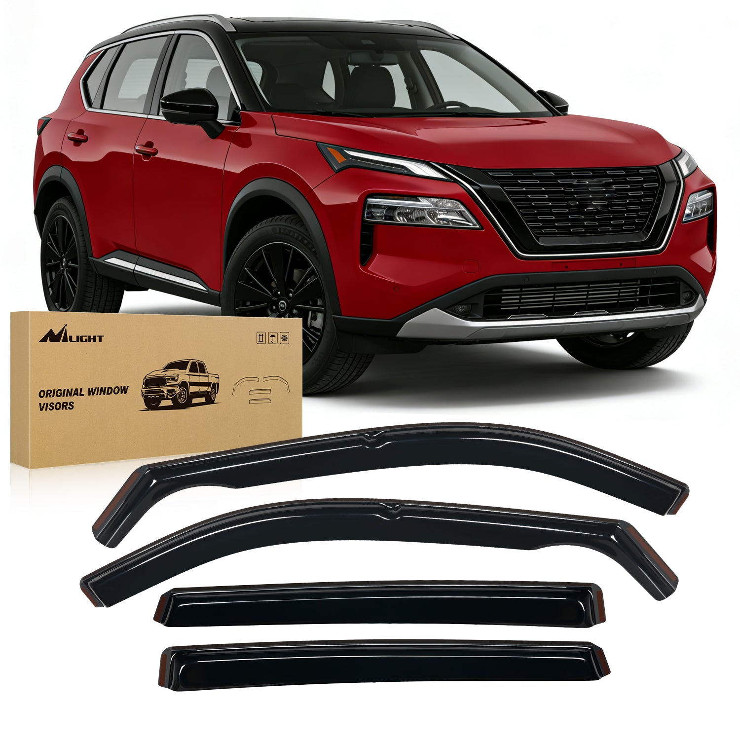 Rain Guards for Nissan Rogue 2021 2022 2023 2024 2025 Original Window Deflectors, Vent Window Visors-4PCS