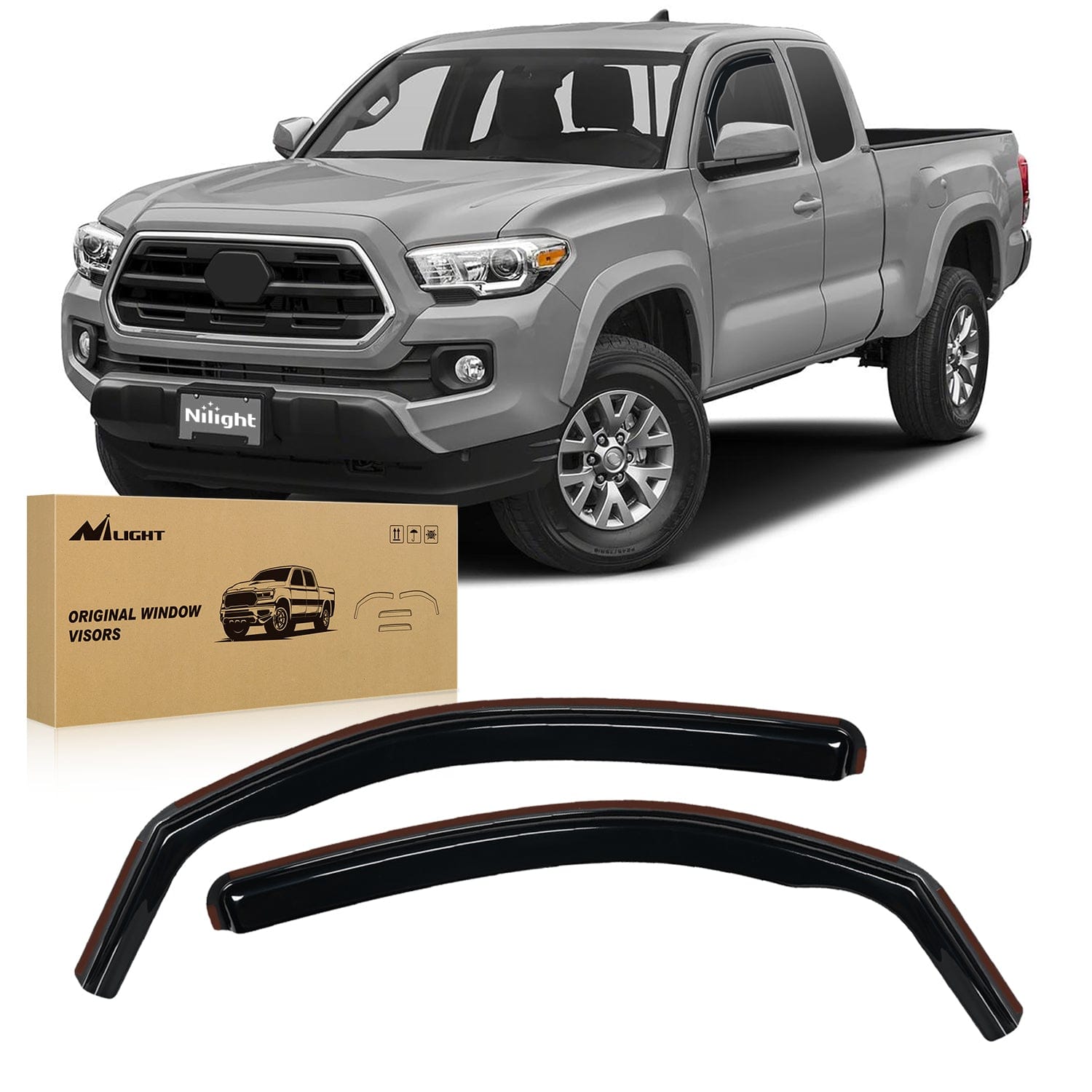Window Deflectors for Toyota Tacoma Access Cab/Tacoma Double Cab 2016 2017 2018 2019 2020 2021 2022 2023 2024 Vent Window Visors, Rain Guards-2PCS