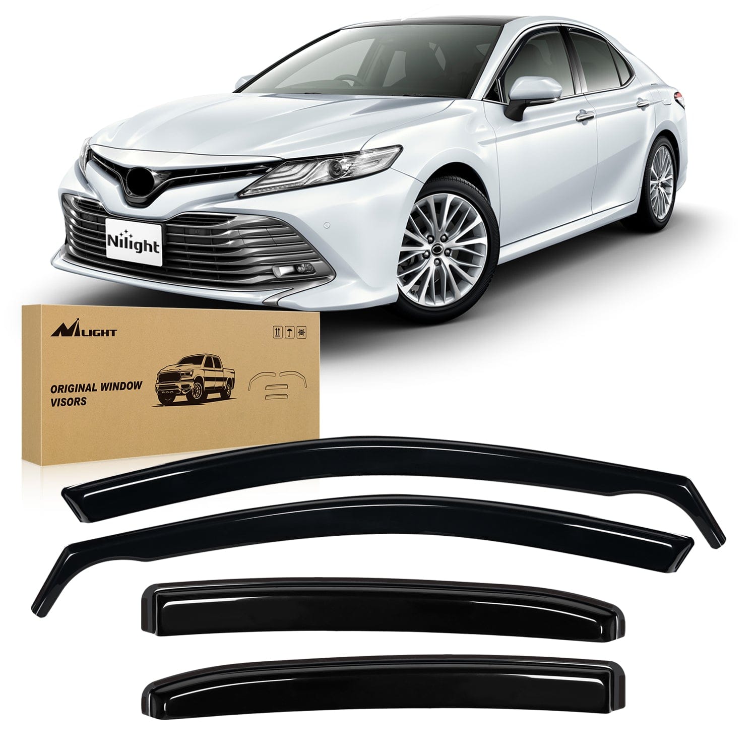 Window Rain Guards for Toyota Camry 2018 2019 2020 2021 2022 2023 2024 Vent Window Visors, Window Deflectors-4PCS