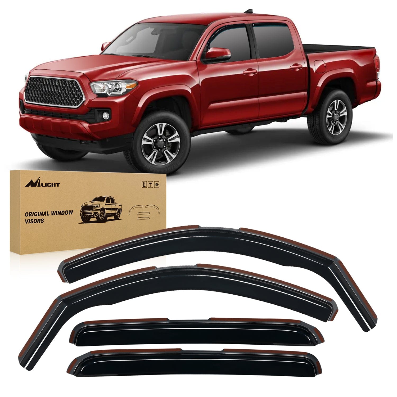 Rain Guards for Tacoma 2005 2006 2007 2008 2009 2010 2011 2012 2013 2014 2015 Double Cab Original Window Deflectors, Vent Window Visors-4PCS