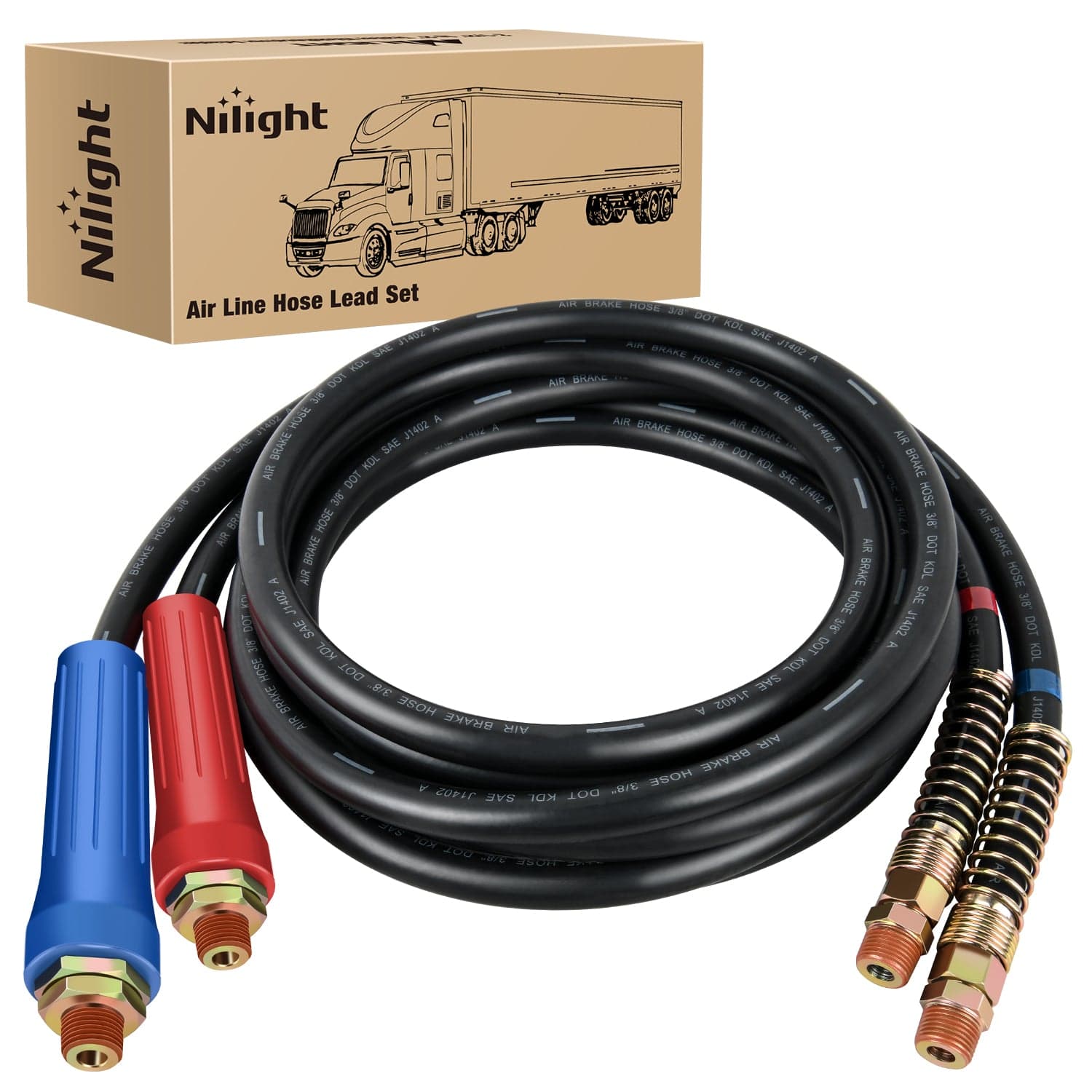 12FT Air Line Hose Assembly Rubber Air Hose 1/2in NPT Swivel