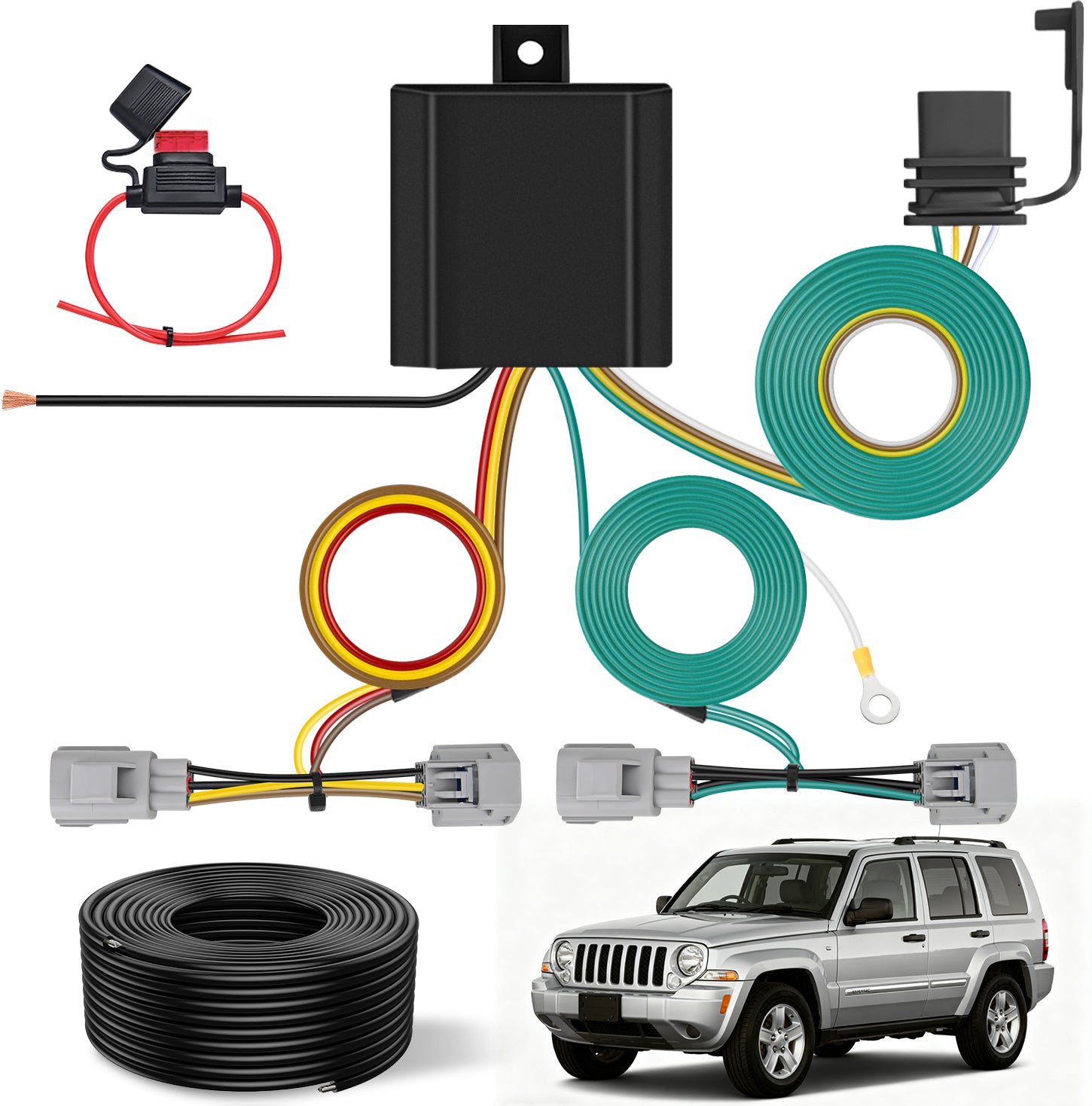 4 Pin Trailer Wiring Harness Kit 56334 Custom for2007 2008 2009 2010 2011 2012 Dodge Nitro Jeep Liberty