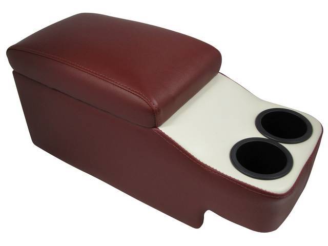 Saddle Hugger Console, Dark Red & White Sierra Grain Vinyl
