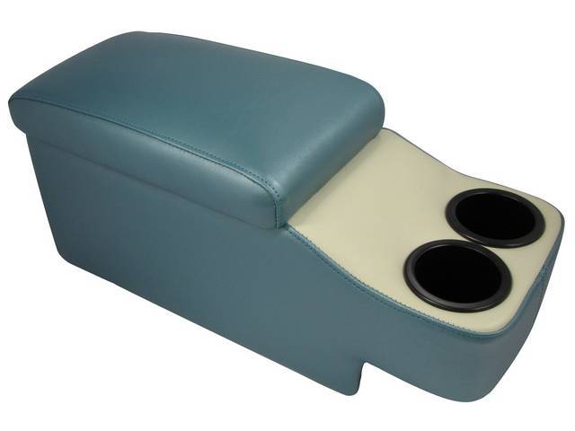 Saddle Hugger Console, Aqua & White Sierra Grain Vinyl