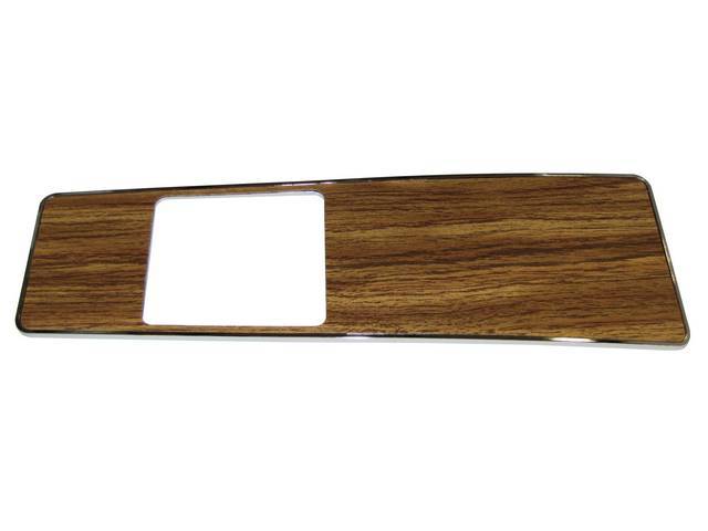 Console Trim Plate Insert, Deluxe interior, light teak