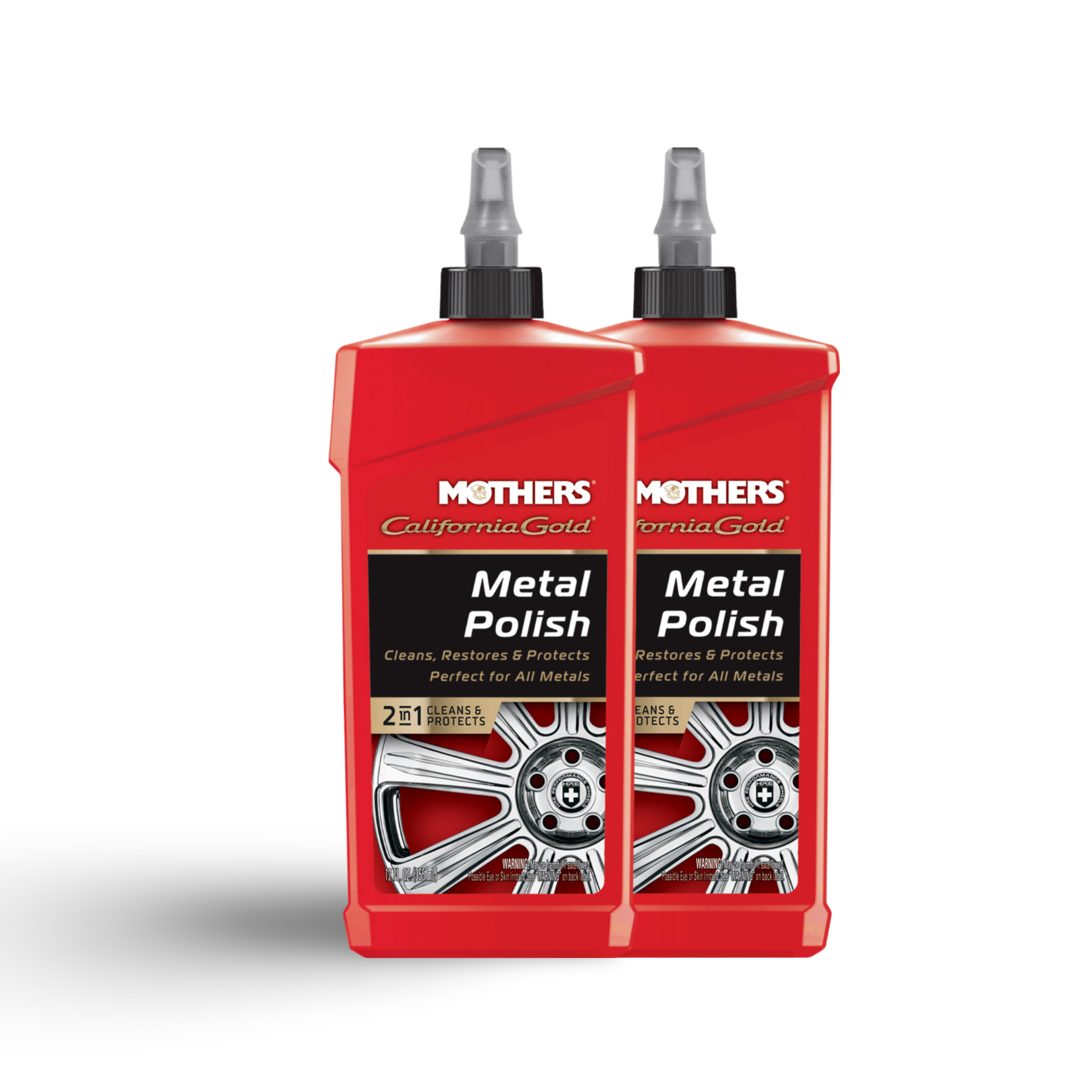 MOTHERS 05112 California Gold Metal Polish2 PACK - Shine - Restore & Protect - 12 oz.