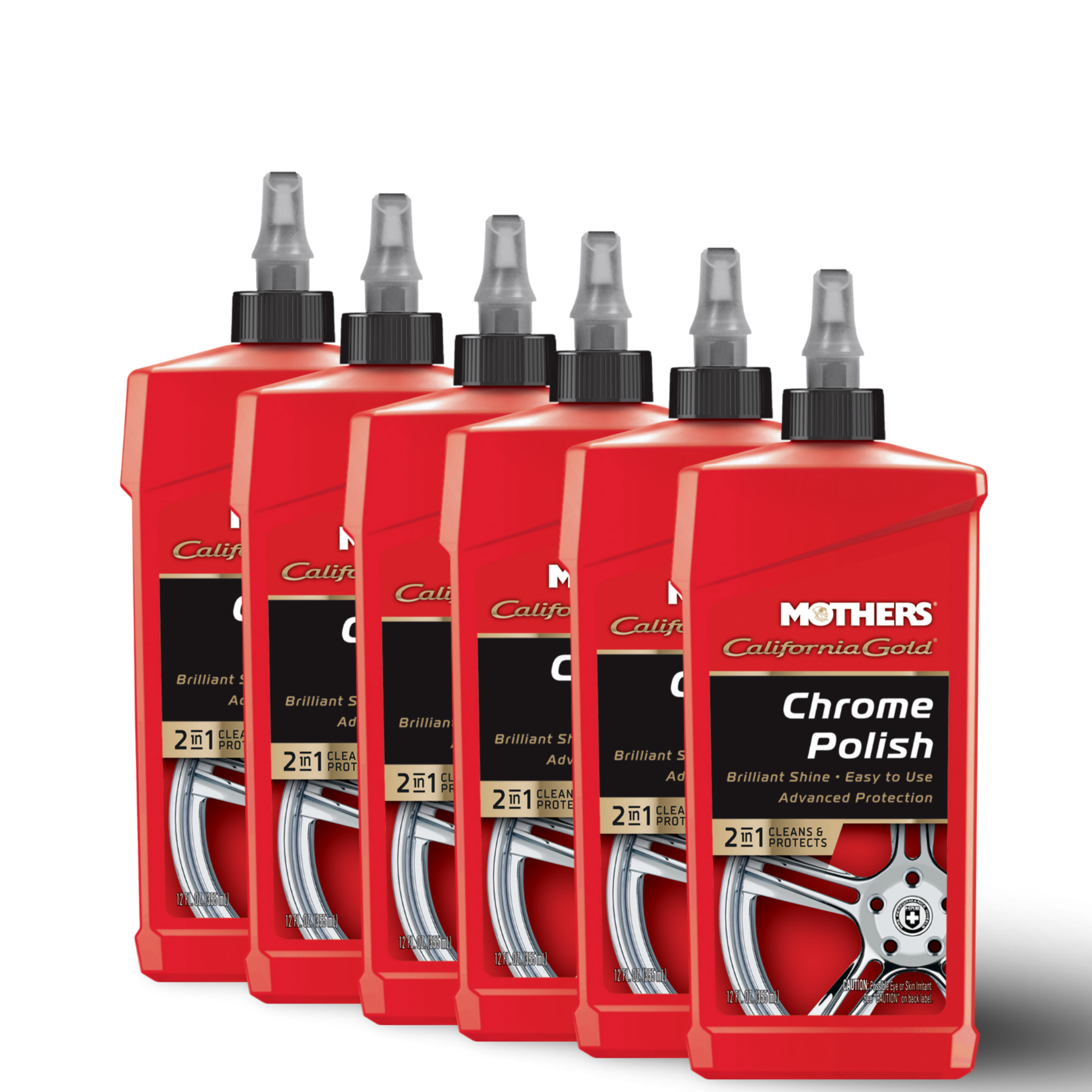 MOTHERS 05212 California Gold Chrome Polish 6 PACK - Shine & Protect - No Streak12 oz.