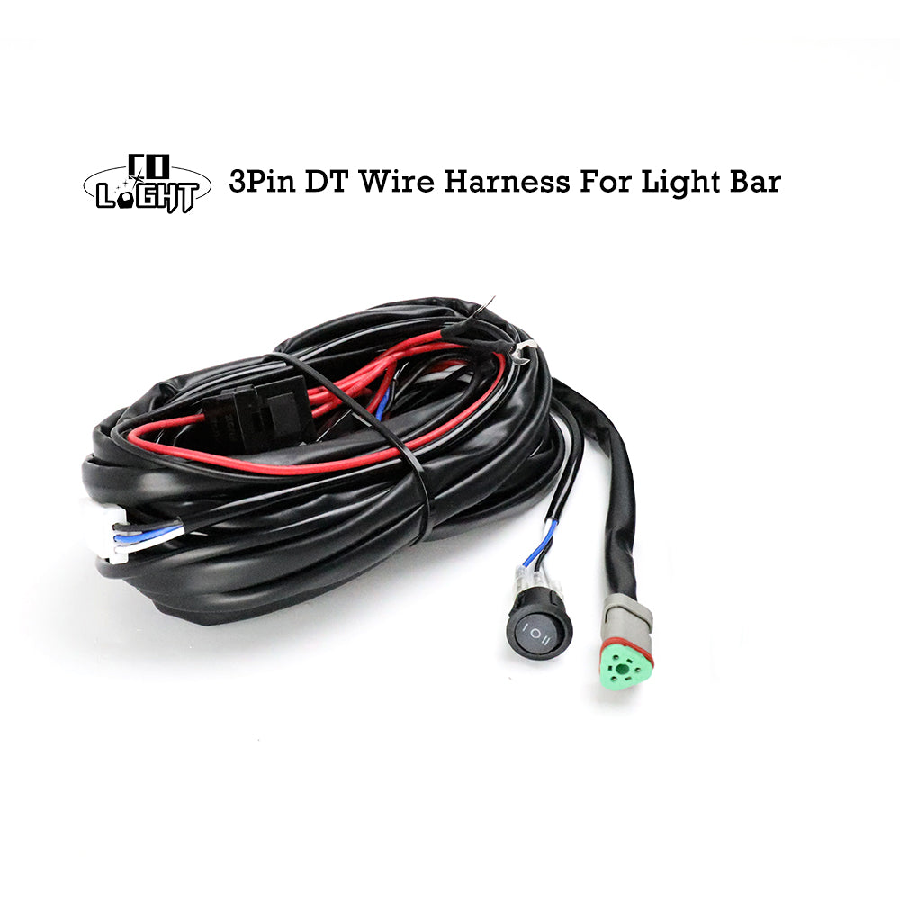 14AWG 3-Pin DT Wire Harness For 240W Above Light Bar For Truck Jeep ATV UTV-1 Lead