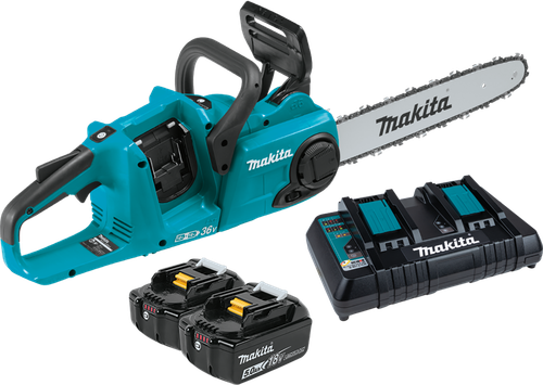 36V (18V X2) LXT™ Brushless 14" Chain Saw Kit (5.0Ah), Makita-built Outer Rotor, XCU03PT