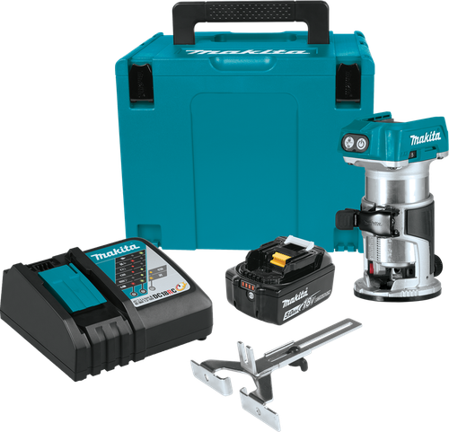 18V LXT™ Lithium-Ion Compact Brushless Cordless Router Starter Kit (5.0Ah), Variable speed ,XTR01T8J