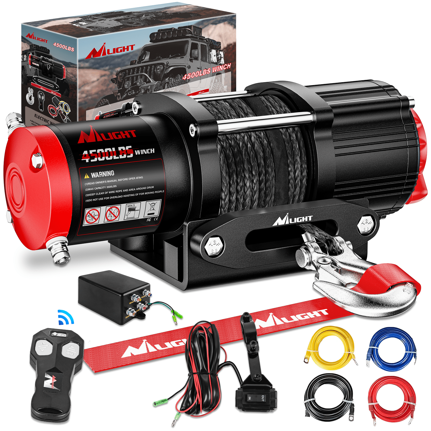 4500 lb ATV/UTV Electric Winch Kit With Synthetic Winch Rope