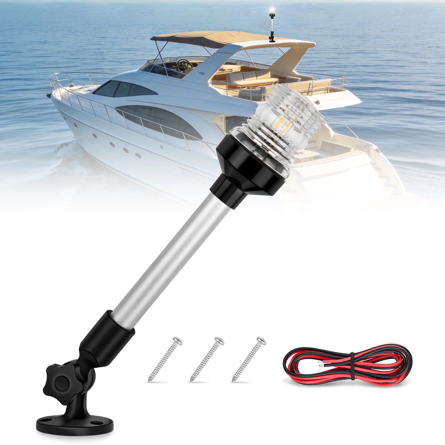 12 Inch White Folding Stern Light for Marine Boats