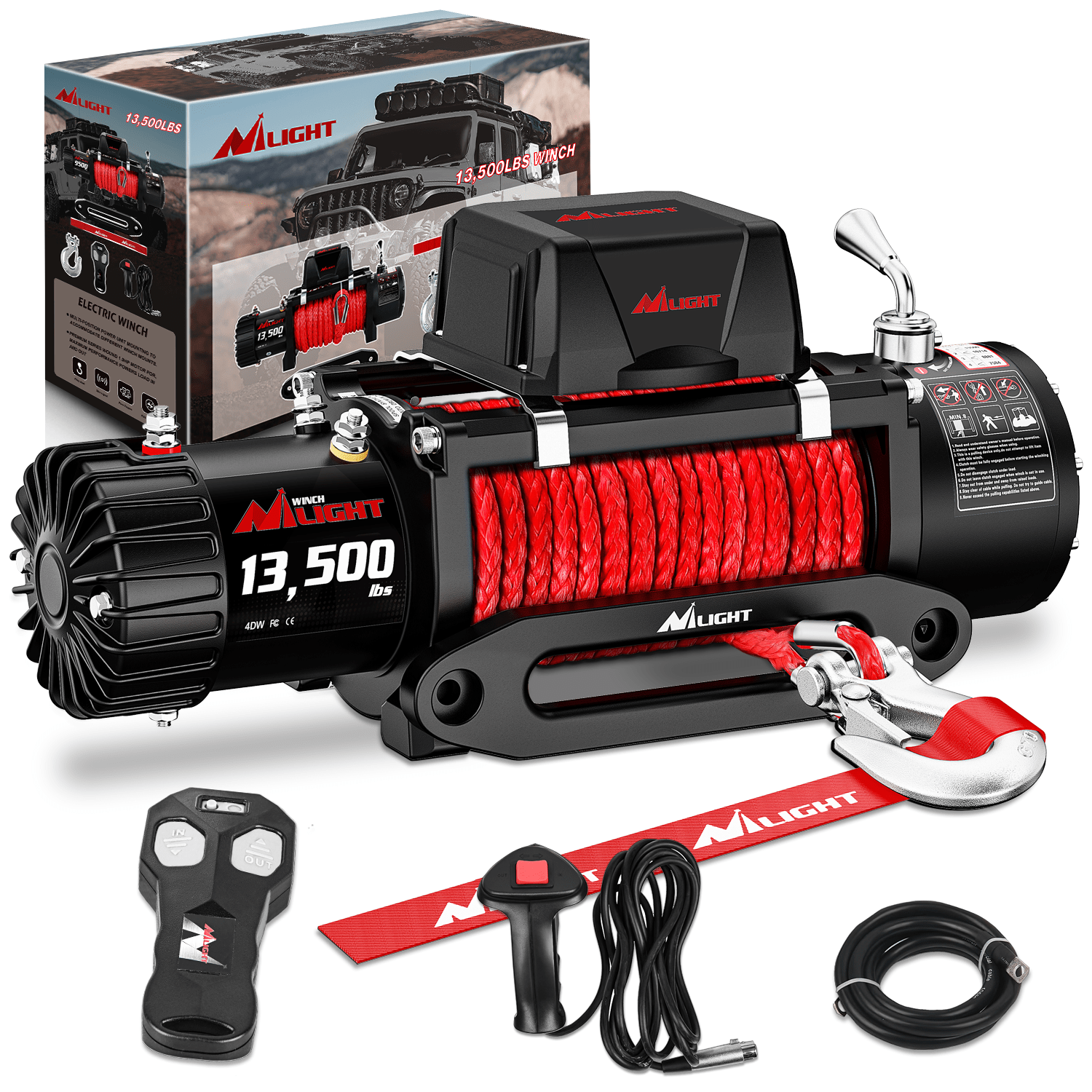 13500 lb ATV/UTV Electric Winch Kit With Synthetic Winch Rope