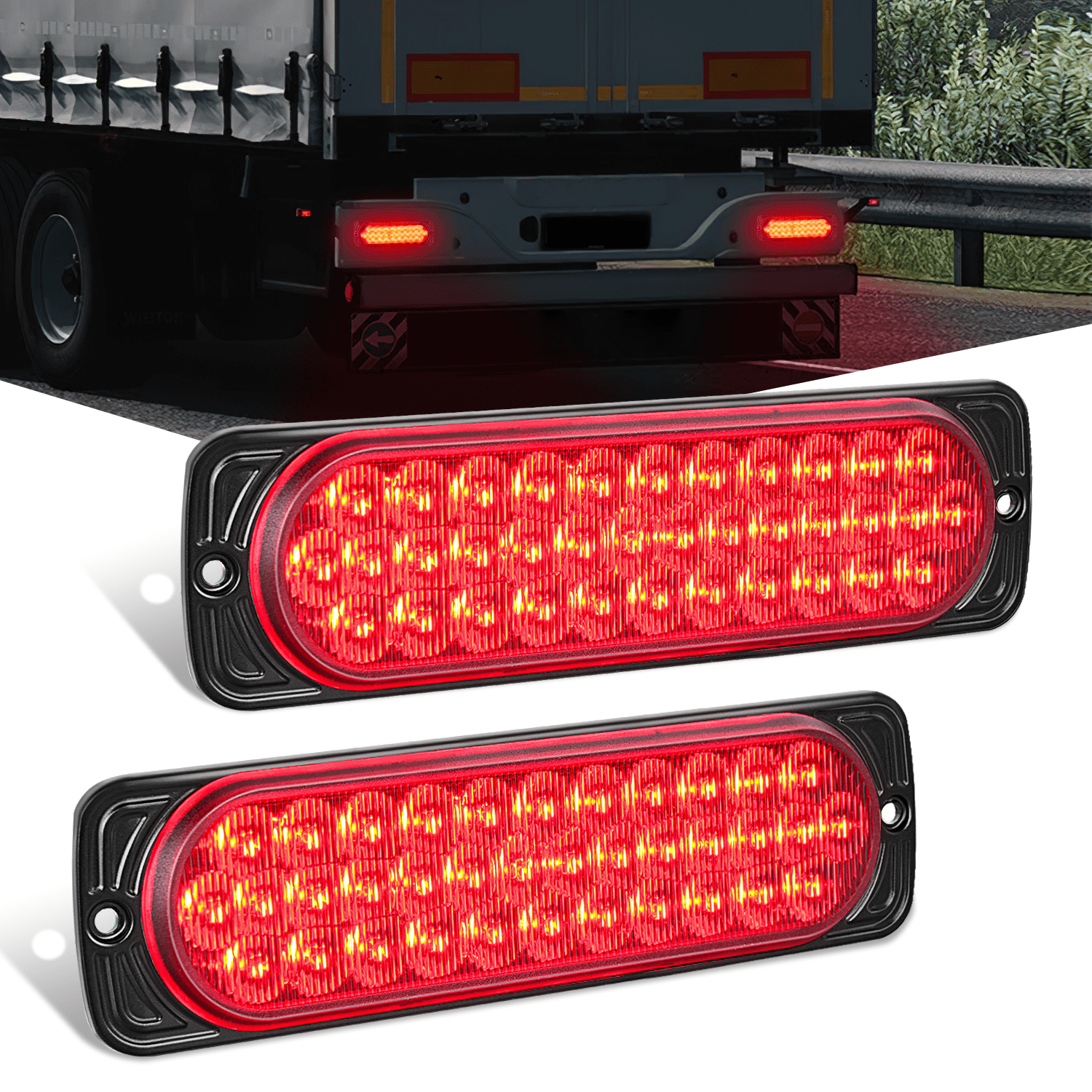 7.5 Inch Aluminum Housing Tail Light 2 PCS 36LED Red Running Brake Turn Signals Marker Light
