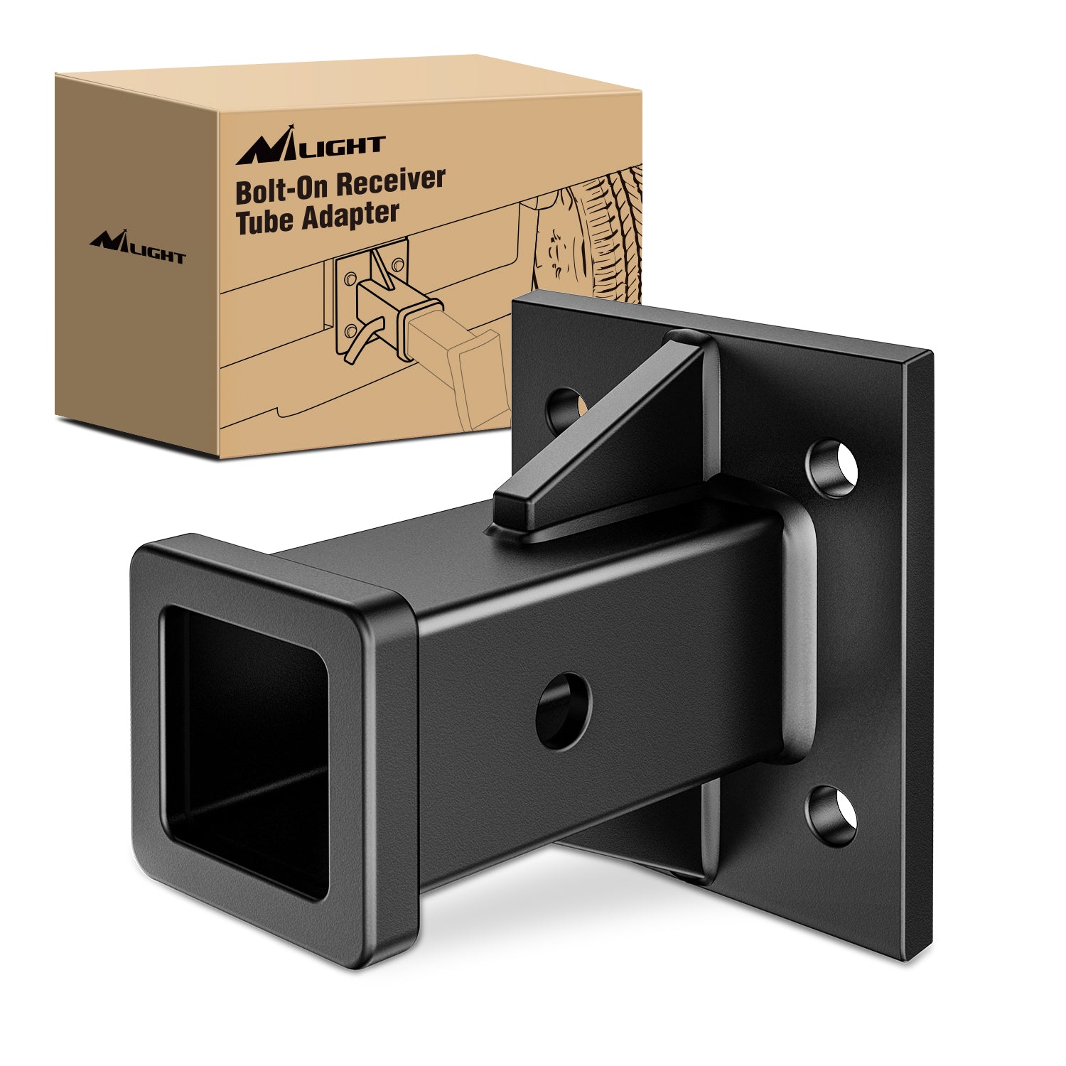 Bolt-On Receiver Tube Adapter 2 Inch Openning Bumper Trailer Hitch Receiver Universal Towever Hitch Extender Hitch Accessories for Tractor Lawn Mower Utility Trailer