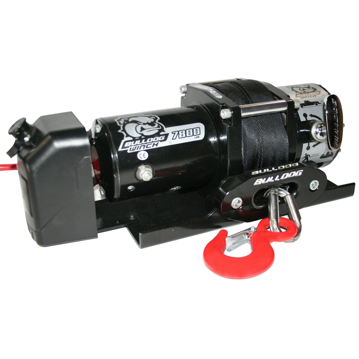 Bulldog Winch Co LLC 10032 7800lb Trailer Winch, 50' Syn Rope, Hawse Fairlead, Mnt Plate, Low Profile