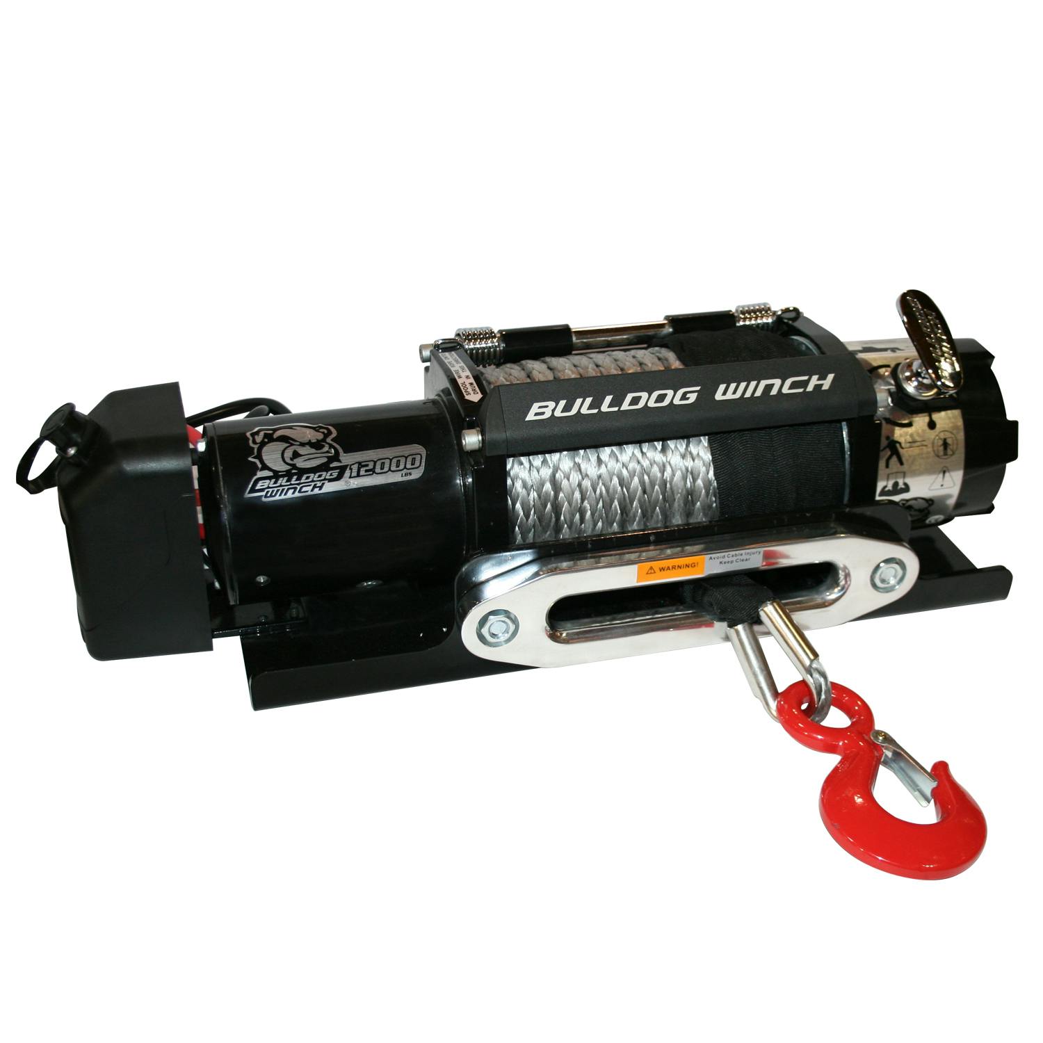Bulldog Winch Co LLC 10040 12000lb Trailer Winch, Synthetic Rope, Hawse Fairlead