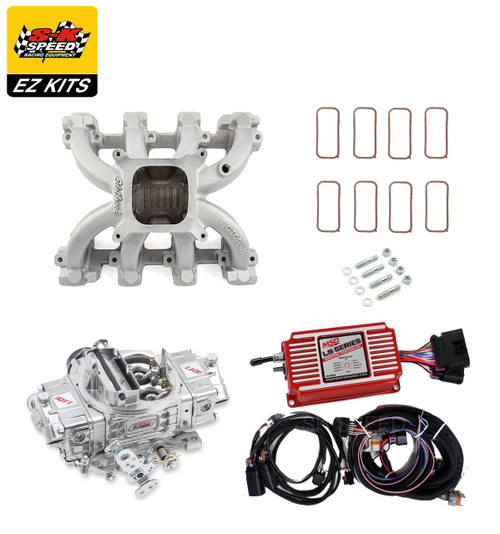 LS1 Carb Intake Kit - Edelbrock Victor Jr Intake/MSD 6014 Ignition/QFT Hot Rod 750
