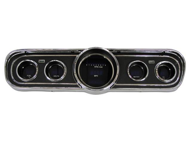 DIGITAL DASH ASSY, Dakota Digital VFD System, Black Dash Bezel, blue hue illumination