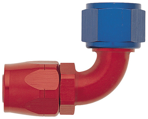 XRP 109006 90 Degree Non Swivel -6AN Female Hose End - Red/Blue Anodized - Each