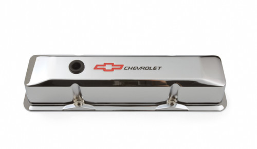 Proform 141-117 Small Block Chevy Tall Chrome Aluminum Valve Covers Chevy Logo