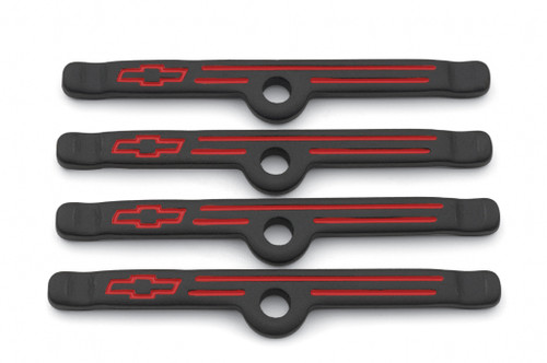 Proform 141-757 Black/Red Valve Cover Hold Downs - Small Block Chevy- Set of 4