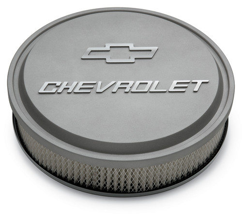 Proform 141-832 14" Chevrolet Slant Edge Aluminum Air Cleaner Gray w/ Bowtie