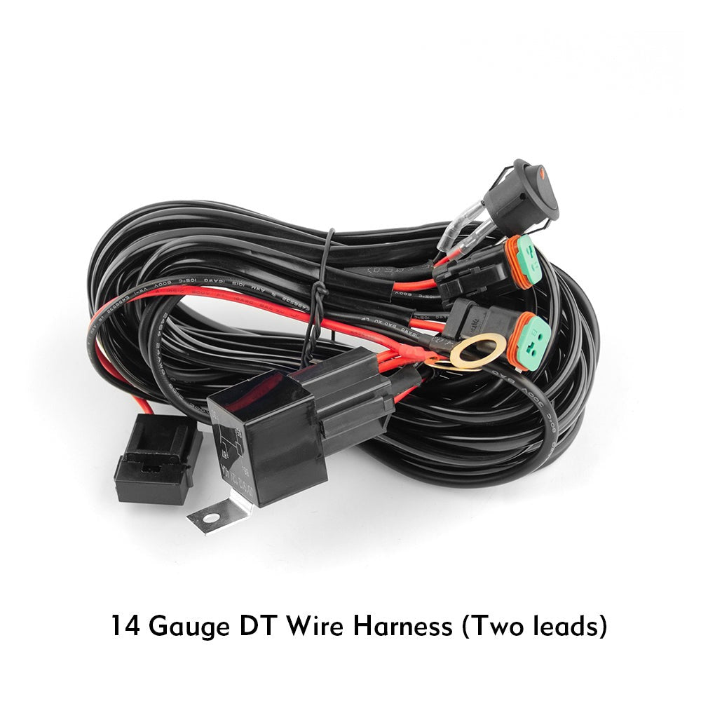 14AWG 2-Pin DT Connector Wire Harness For Truck Jeep ATV UTV Offroad Lights -2 Leads
