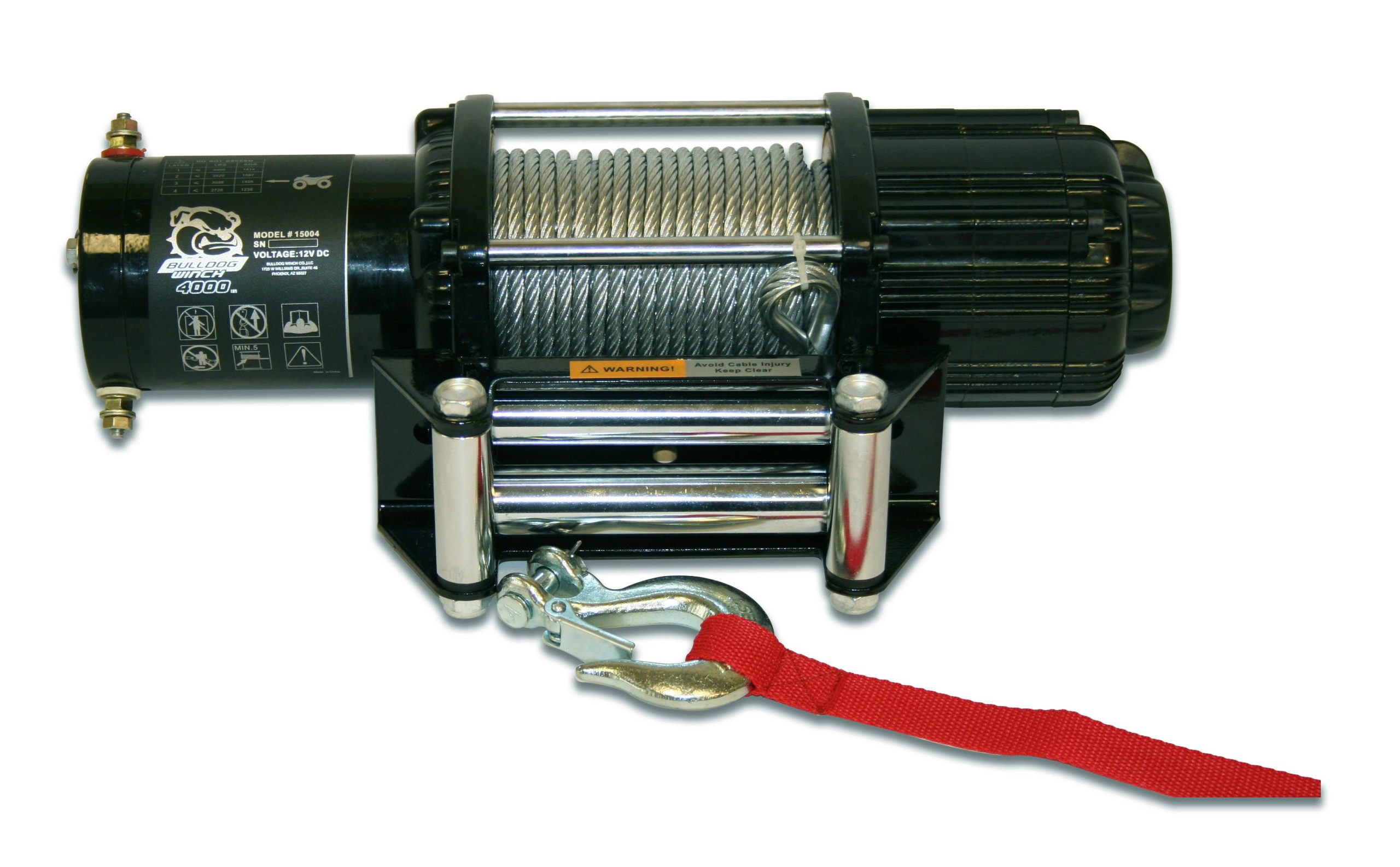 Bulldog Winch Co LLC 15004 4000lb UTV/Utility Winch, Two Switches, Mounting Channel, Roller Fairlead