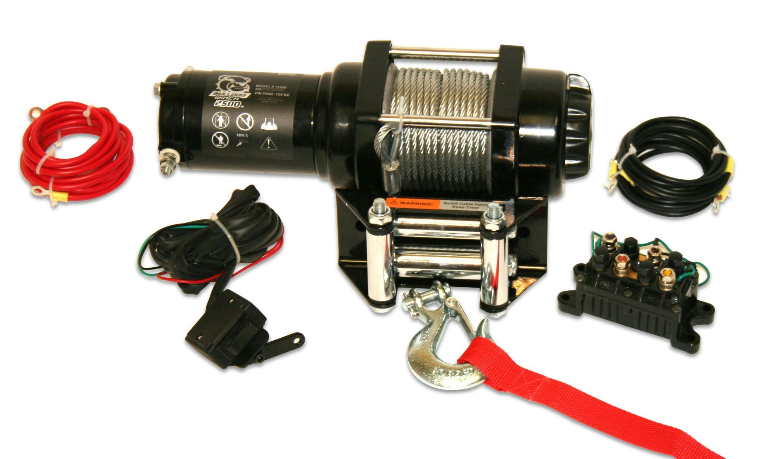 Bulldog Winch Co LLC 15006 2500lb ATV Winch, with Mini-Rocker Switch, Mounting Channel, Roller Fairlead