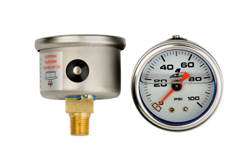 Aeromotive 15633 Fuel Pressure Gauge Liquid Filled - 0-100psi - 1.5" Diameter