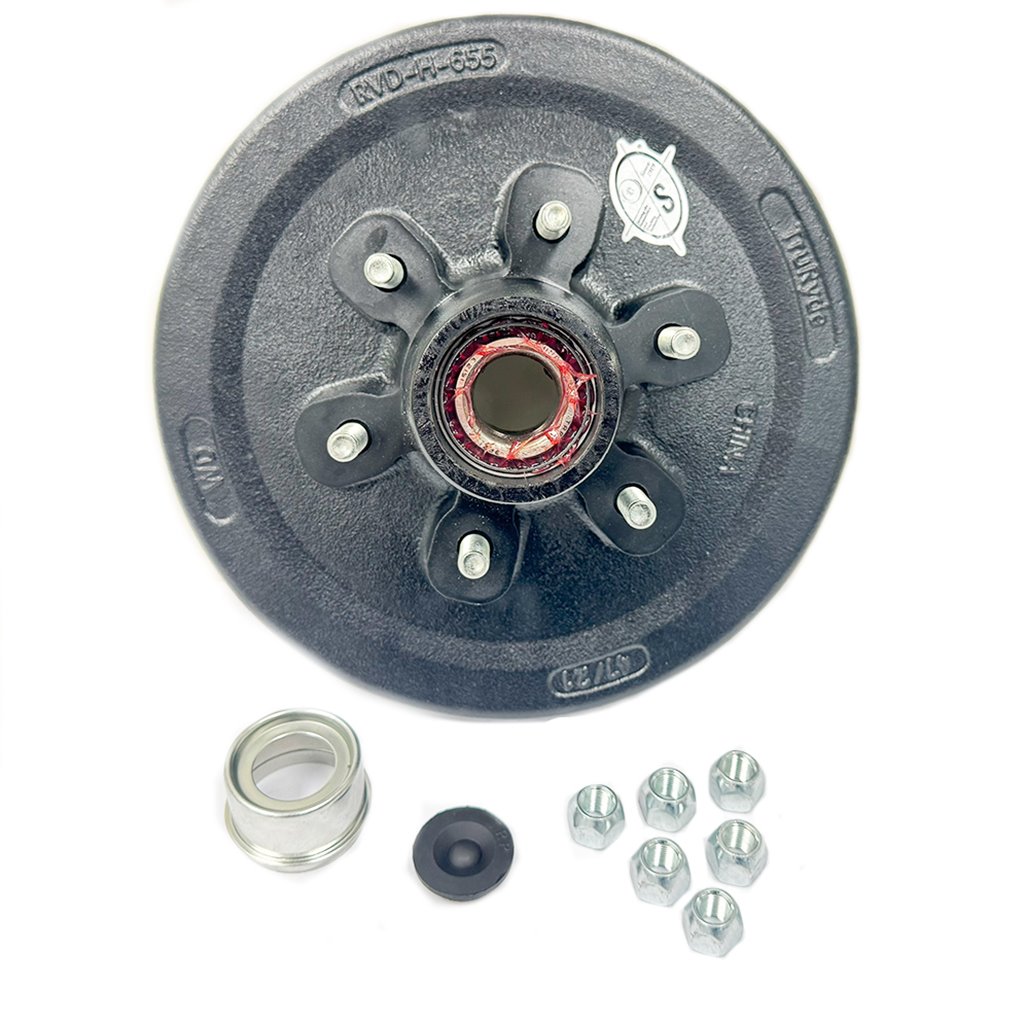TruRyde Pre-Greased 6-5.5" Bolt Circle Trailer Hub/Drum with Parts for a 5,200 lbs. Trailer Axle - PP-RVDK-7PG
