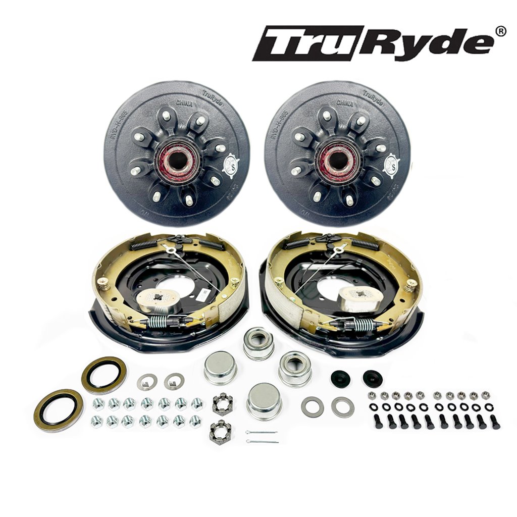 8-6.5" Bolt Circle 9/16" StudTruRyde Pre-Greased 7k Axle Self-Adjusting Electric Brake Kit - PGBK42865ELEAUTO916-TRP