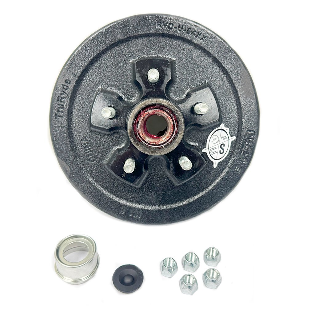 TruRyde Pre-Greased 5-5" Bolt Circle Trailer Hub/Drum with Parts for a 3,500 lbs. Trailer Axle - PP-RVDK-4PG