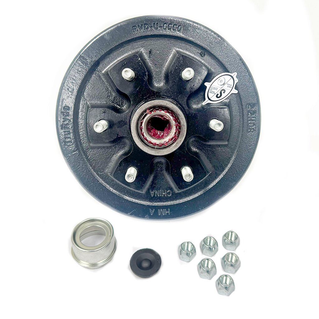 TruRyde Pre-Greased 6-5.5" Bolt Circle Trailer Hub/Drum with Parts for a 3,500 lbs. Trailer Axle - PP-RVDK-6PG