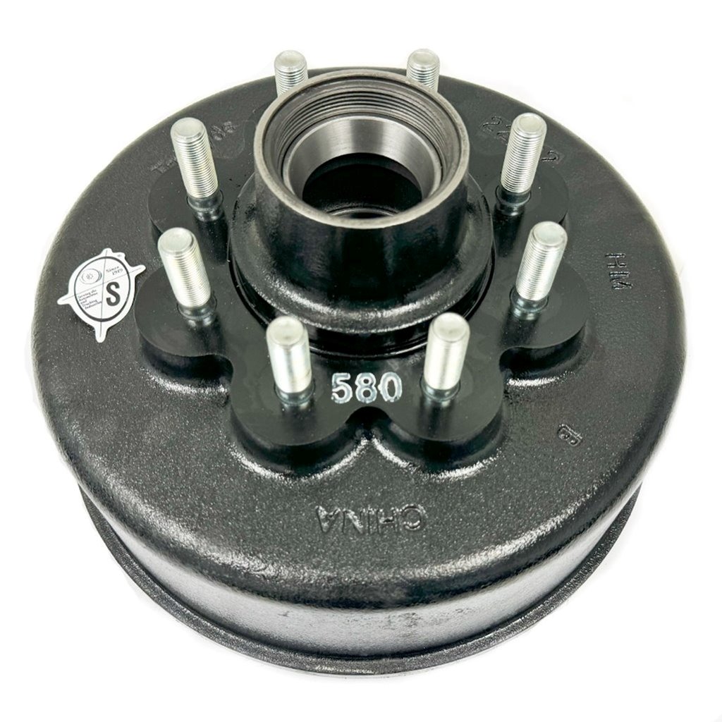 TruRyde 8-6.5" Bolt Circle 12" Oil Trailer Hub/Drum with 5/8" Studs for a 8,000 lbs. Trailer Axle - RVD-8K-865-580