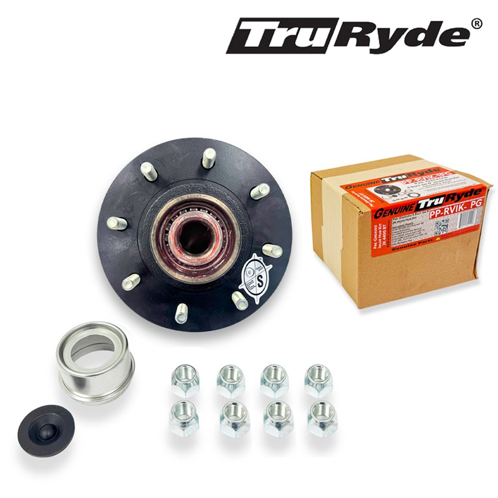TruRyde Pre-Greased 8-6.5" Trailer Hub with Parts for a 7,000 lbs. Trailer Axle - PP-RVIK-9PG
