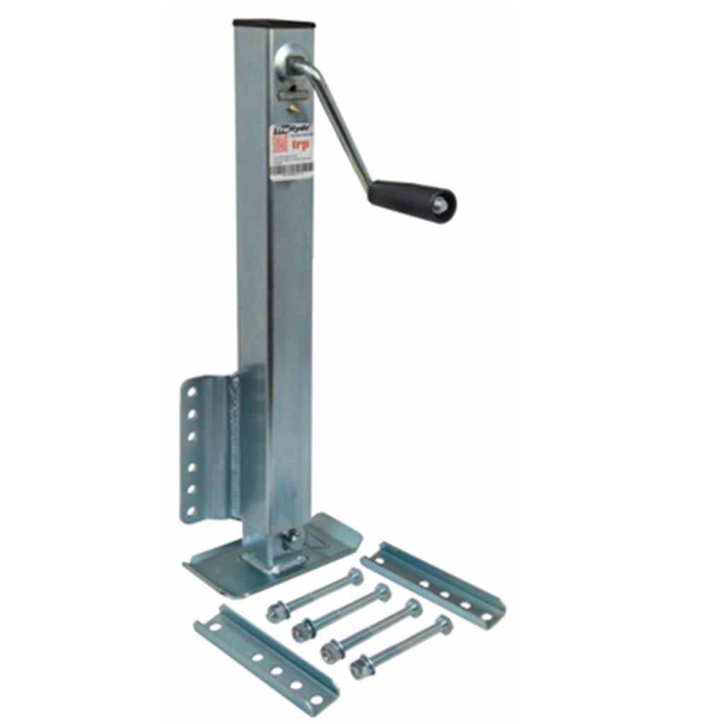 TruRyde 2,500 lbs. Square Side Wind Fixed Bolt-On Zinc Coated Trailer Jack with Foot - TR-JSWFBM2.5K-28
