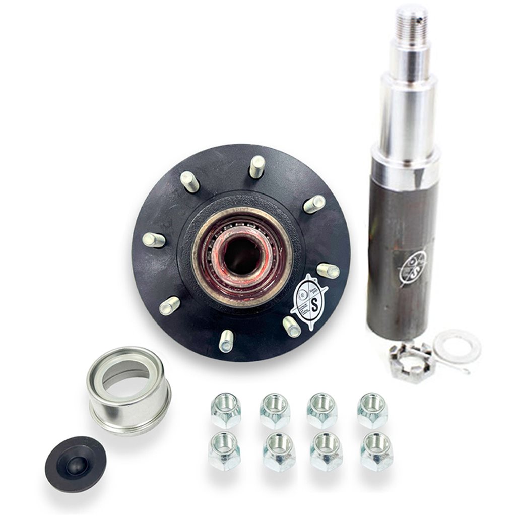 Round R50642X 42 Spindle & Pre-Greased 8-6.5" Bolt Circle Trailer Hub - PGR54242865LB1E-TRP