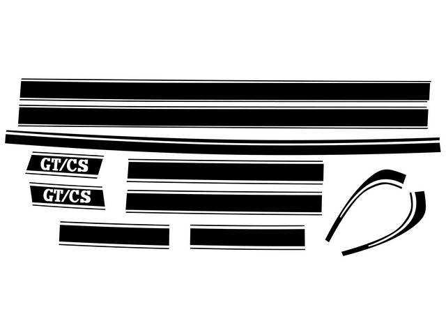 Lower Body Side Stripe Kit, GT/CS, Black, non-reflective