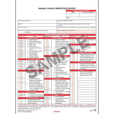Annual Vehicle Inspection Report (250 Sheets)
