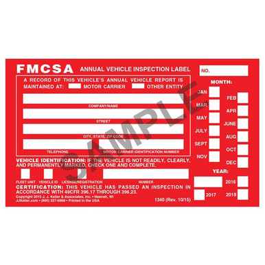 Annual Vehicle Inspection Label 100 Pack (Aluminum, English)