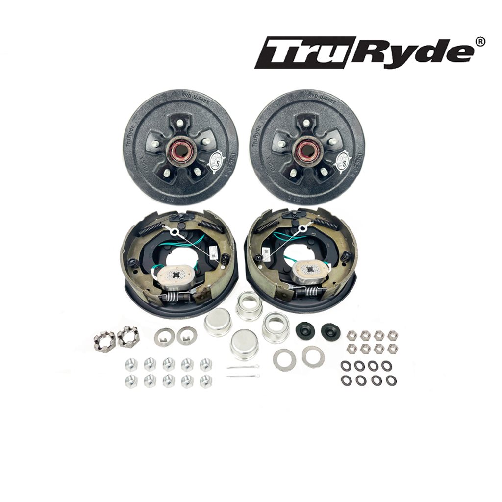 5-5.5" Bolt Circle 3,500 lbs. TruRyde Pre-Greased Trailer Axle Self-Adjusting Electric Brake Kit - PGBK555ELEAUTO-TRP