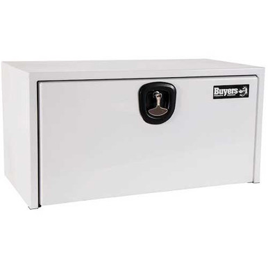 Buyers White Steel Underbody Truck Tool Box With 3 Point Latch - 24 Inches Deep