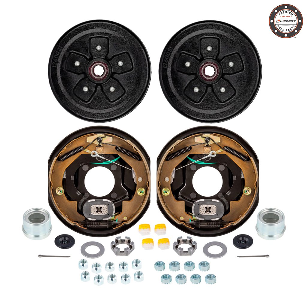 5-4.5" Bolt Circle 3,500 lbs. Lippert Pre-Greased Trailer Axle Self-Adjusting Electric Brake Kit - PGBK545ELEAUTO-LCI