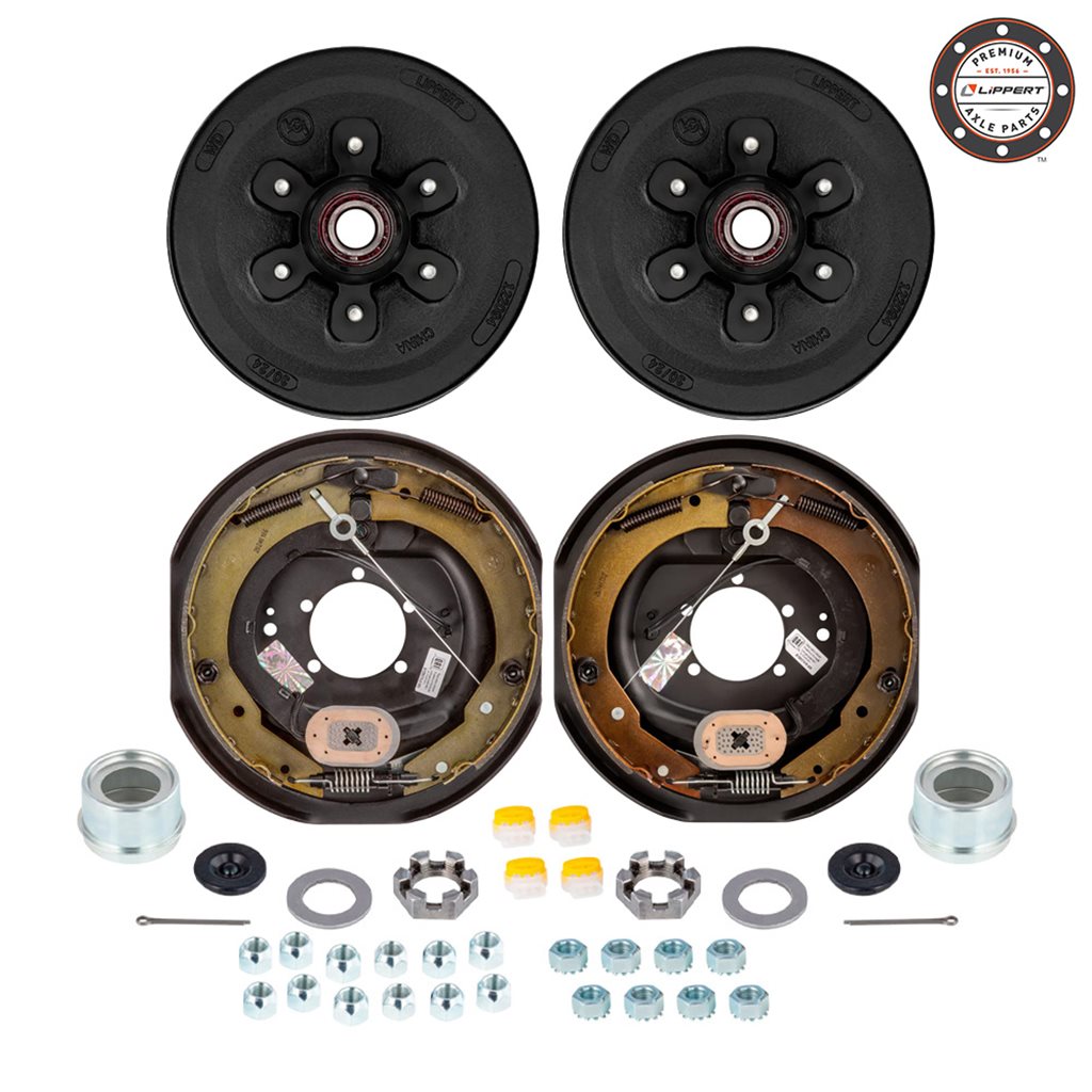 6-5.5" Bolt Circle 5,200 lbs. Lippert Pre-Greased Trailer Axle Self-Adjusting Brake Kit - PGBK13ELEAUTO-LCI