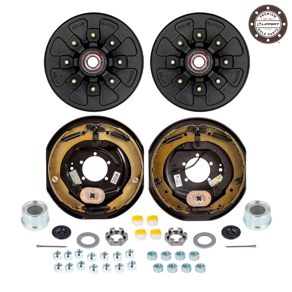 8-6.5" Bolt Circle 1/2" Studs 7,000 lbs. Lippert Pre-Greased Trailer Axle Electric Brake Kit - PGBK42865ELE-LCI
