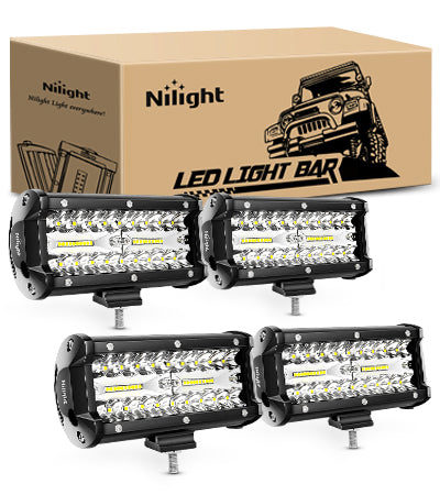 LED Pods 4PCS 6.5 Inch 120W Light Bar Triple Rows Spot Flood Combo Driving Light Waterproof Led Work Light Off-road Truck Car ATV SUV Cabin Boat