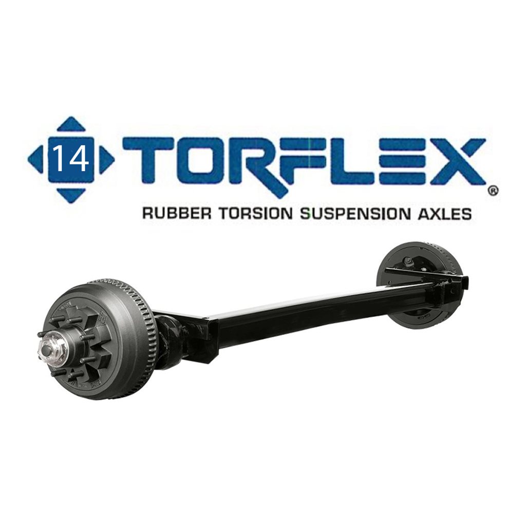 12,000 lb. #14 Assembled Dexter Torflex Rubber Torsion Suspension Trailer Axle with Electric Brakes