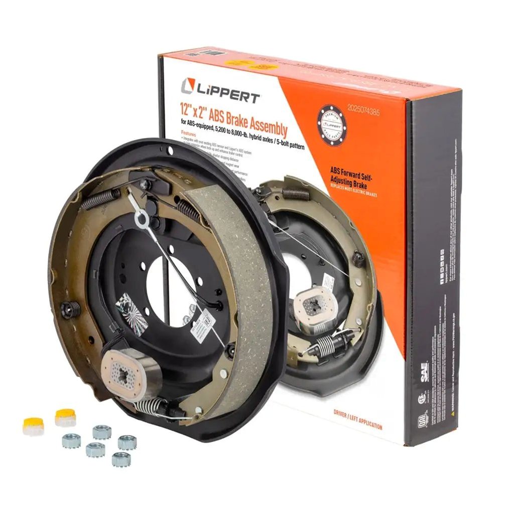 Lippert ABS Forward Self-Adjusting Trailer Brake Assembly , 12" x 2" Brake Size - 2025074385